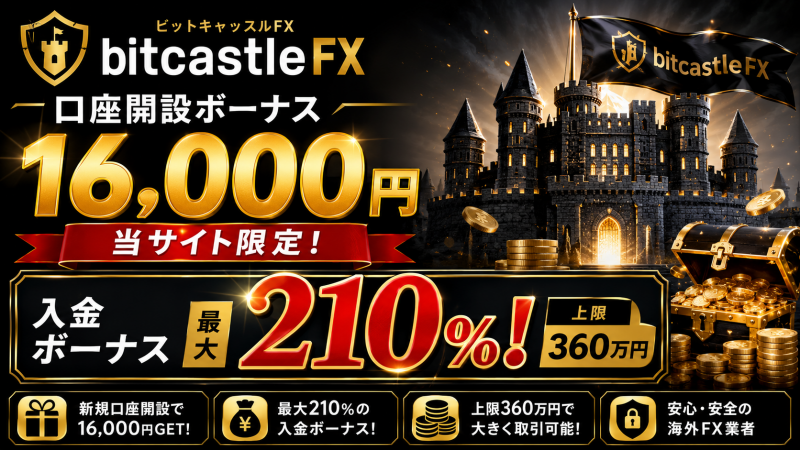 bitcastleFX(ビットキャッスルFX)の口座開設ボーナス、入金ボーナス