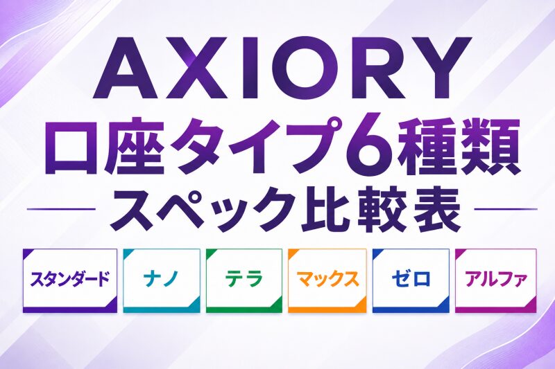 【一目でわかる】AXIORYの口座タイプ6種類スペック比較表