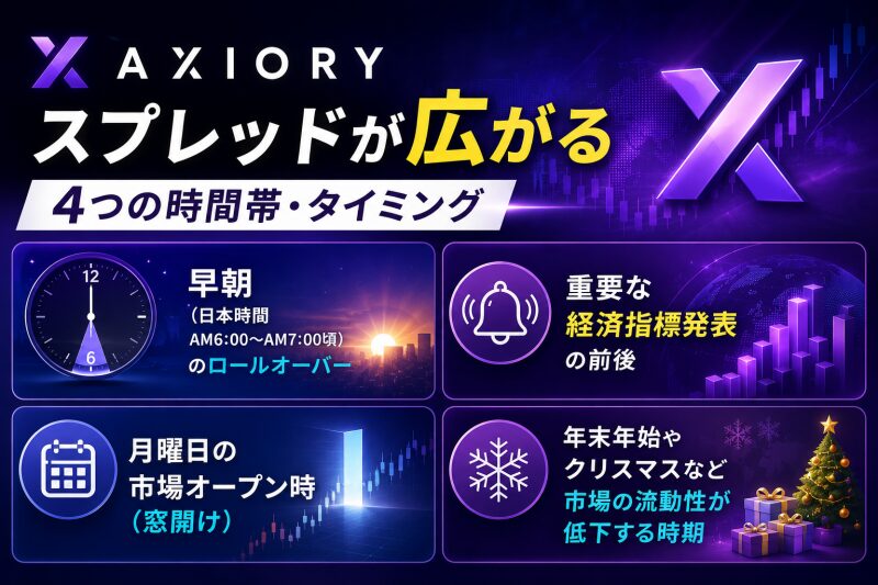 AXIORYのスプレッド・手数料が広がる「4つの時間帯・タイミング」