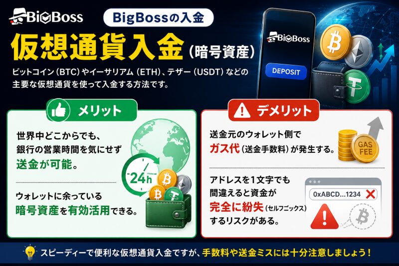 BigBossの入金　仮想通貨入金（暗号資産）