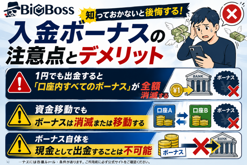 Bigboss入金ボーナスの注意点