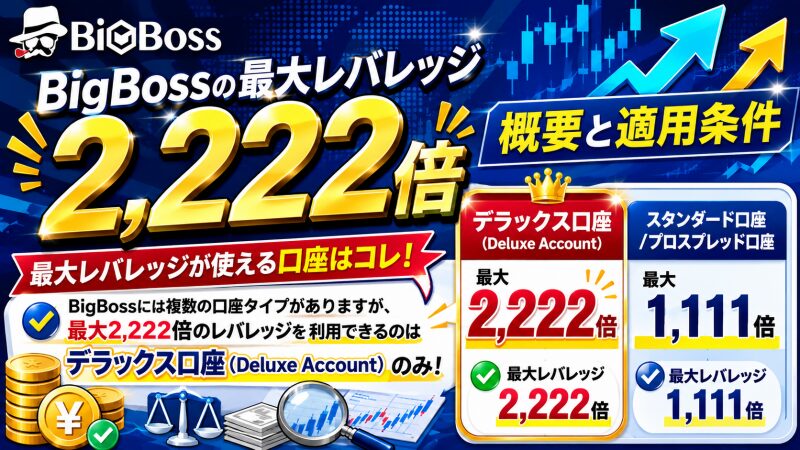 ビッグボスのレバレッジ2,222倍を使えるのはデラックス口座のみ