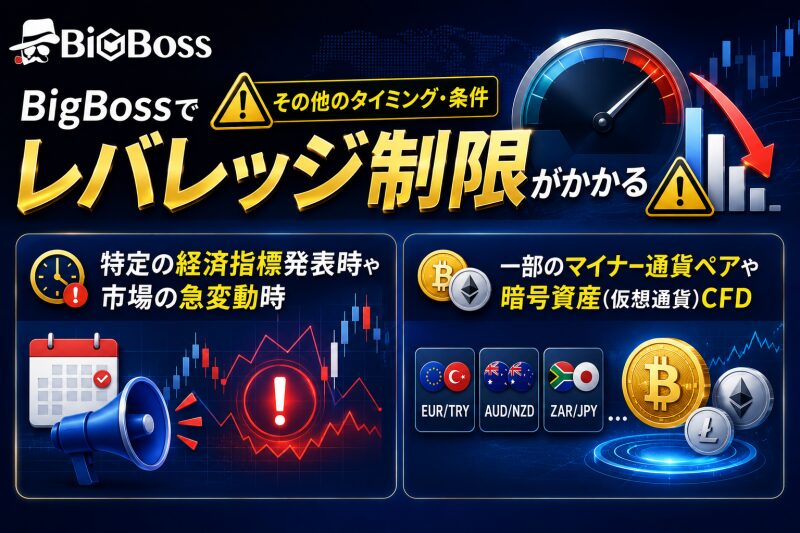 Big Bossでは重要な指標発表時などはレバレッジ制限がかかる