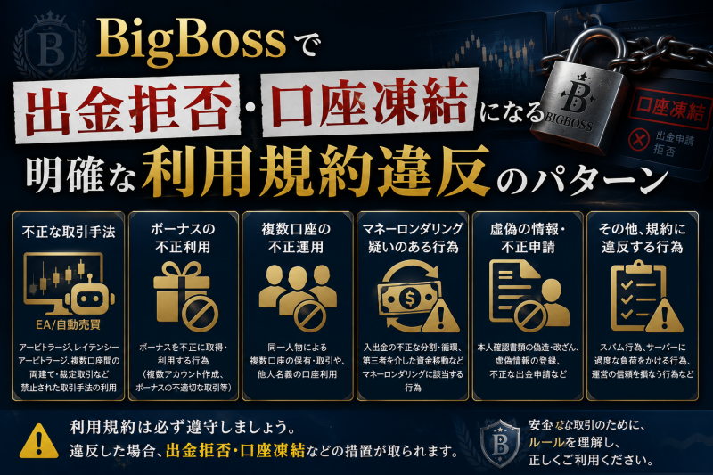 BigBossで出金拒否や口座凍結になるケース