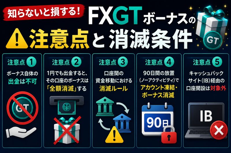 FXGTボーナスの注意点と消滅条件