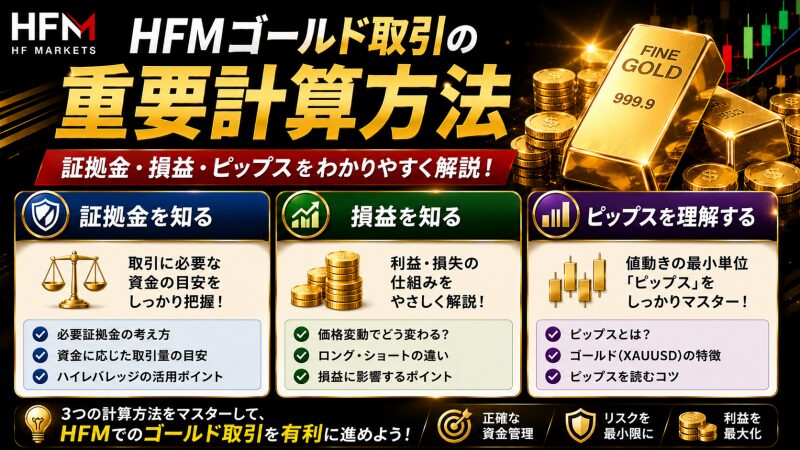 HFMゴールド取引の重要計算方法（証拠金・損益・ピップス）