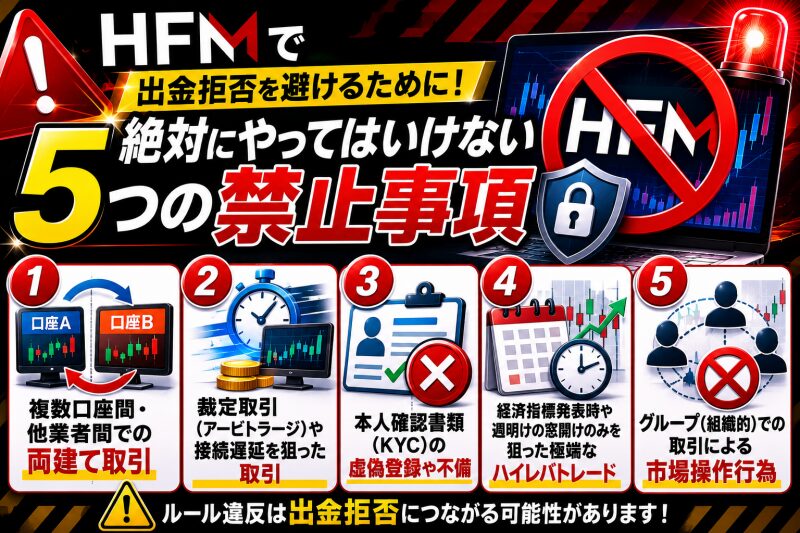 HFMで出金拒否を避けるために！絶対にやってはいけない5つの禁止事項
