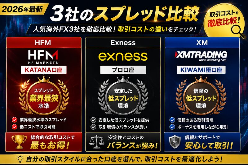 HFM vs 他社主要ブローカー（XM・Exness）スプレッド比較