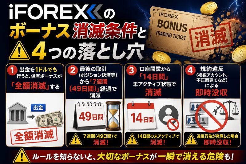 iFOREXのボーナス消滅条件と4つの落とし穴