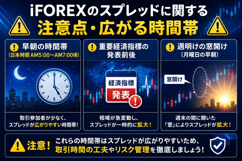 iFOREXのスプレッドに関する注意点・広がる時間帯
