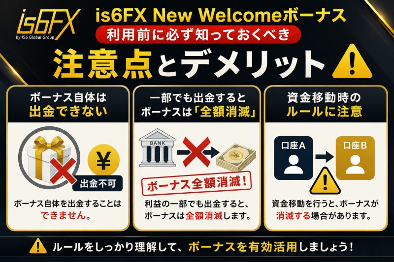 is6FX New Welcomeボーナスの注意点