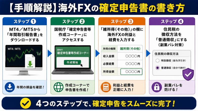【手順解説】海外FXの確定申告書の具体的な書き方