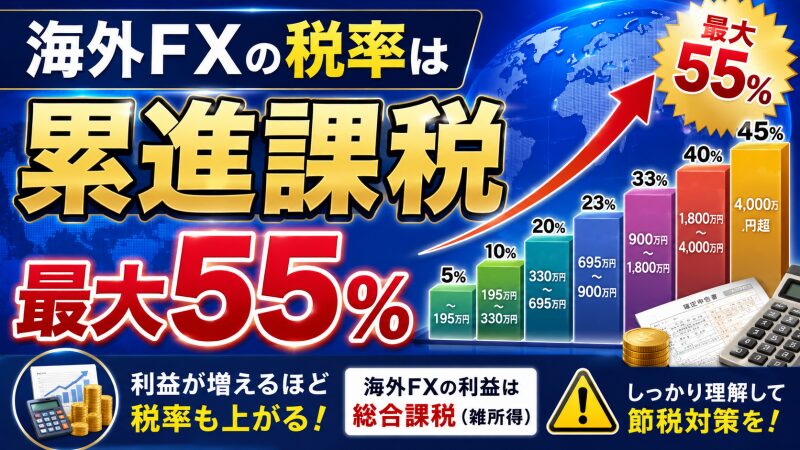 海外FXの税率は「累進課税」で最大55%