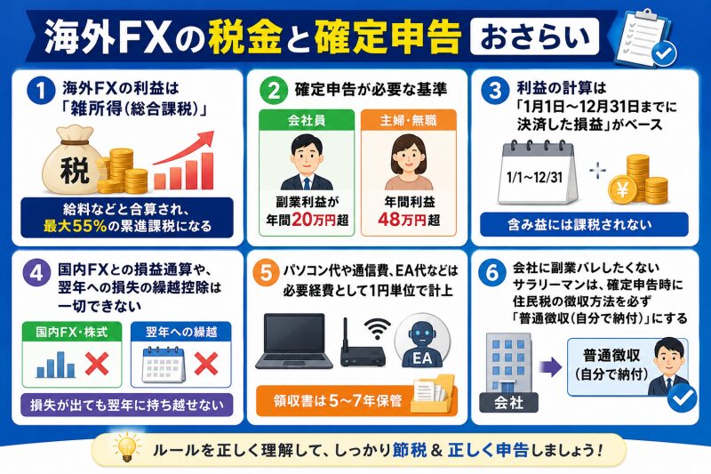 海外FXの確定申告、税金まとめ