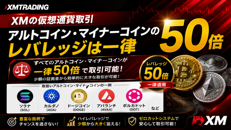 XMの仮想通貨取引 マイナーなアルトコインのレバレッジは50倍