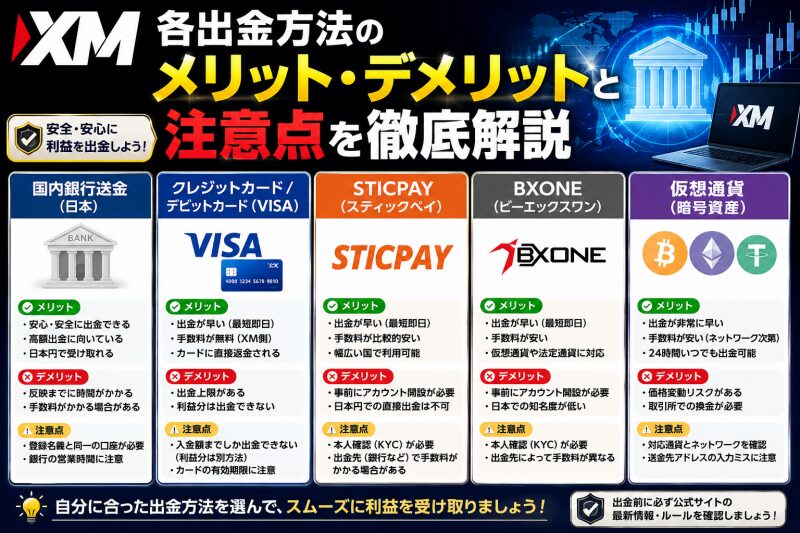 XM 各出金方法のメリット・デメリットと注意点を徹底解説