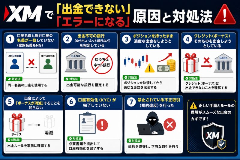 XMで「出金できない」「エラーになる」原因と対処法