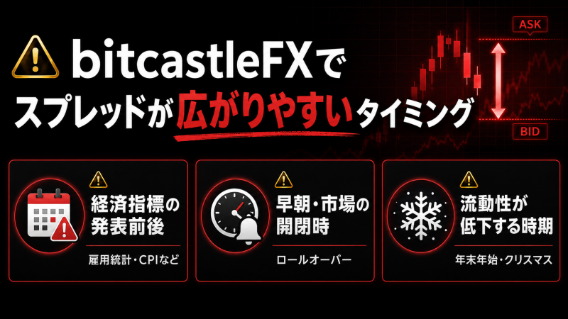 bitcastleFXでスプレッドが広がりやすいタイミング