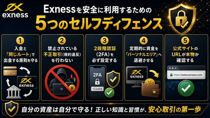 Exnessを安全に利用するための5つのセルフディフェンス