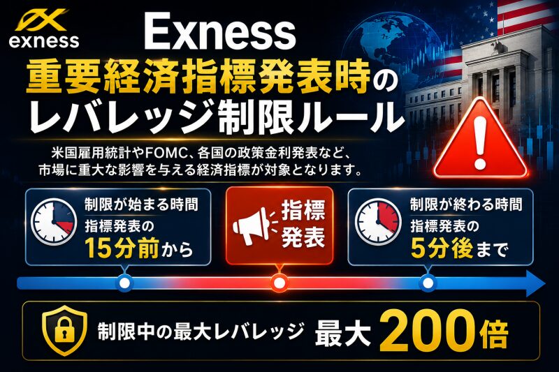 exness経済指標の発表前後によるレバレッジ制限