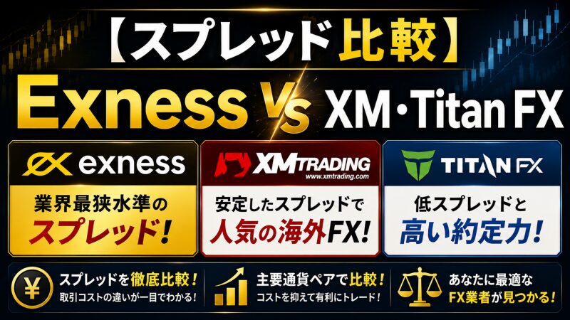 【スプレッド比較】Exness vs 人気海外FX業者（XM・Titan FX）