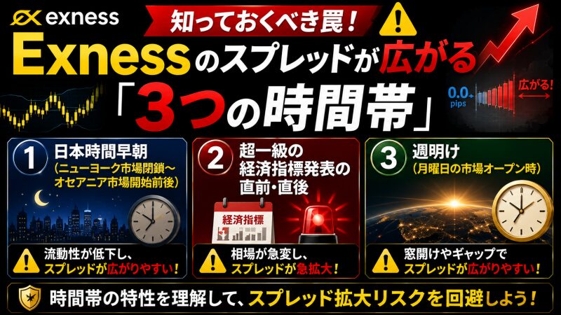 Exnessのスプレッドが広がる「3つの時間帯」