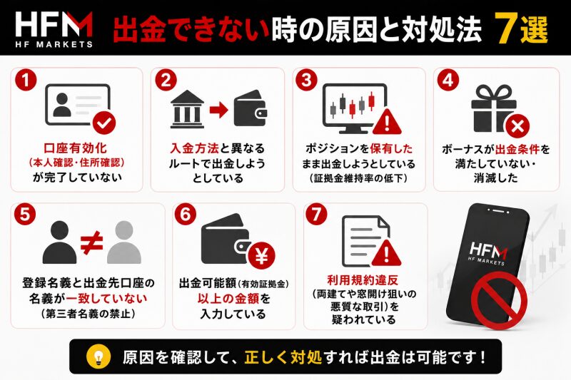 HFMで出金できない時の原因と対処法7選