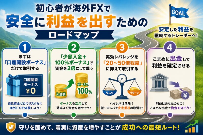 初心者が海外FXで安全に利益を出すためのロードマップ
