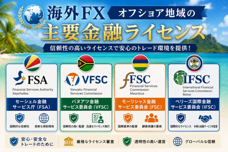 海外FX【標準的(信頼度:中)】オフショア地域の主要金融ライセンス