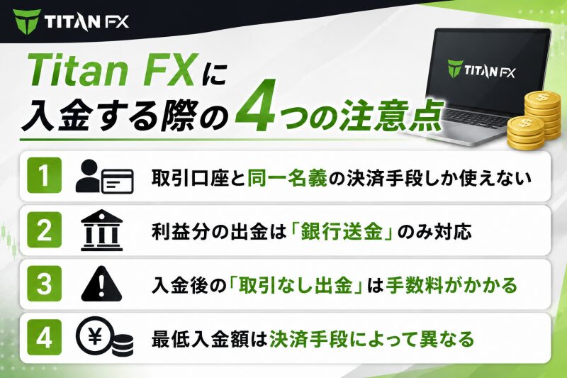 Titan FXに入金する際の4つの注意点