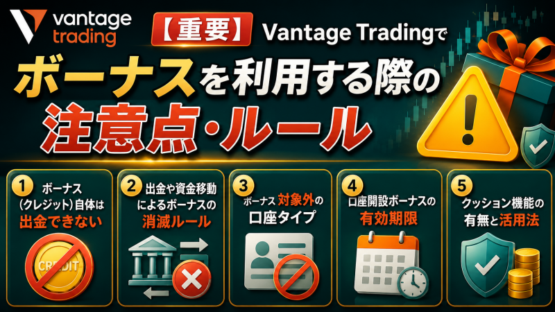 Vantage Tradingでボーナスを利用する際の注意点・ルール