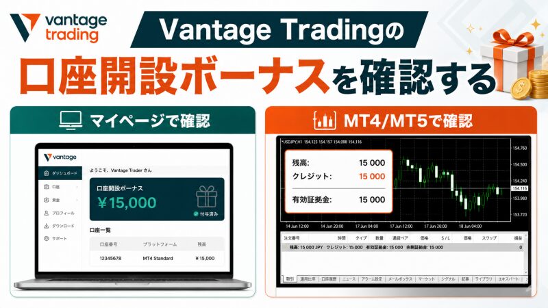Vantage Tradingの口座開設ボーナスを確認する
