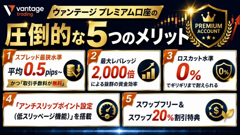 ヴァンテージ プレミアム口座の圧倒的な5つのメリット