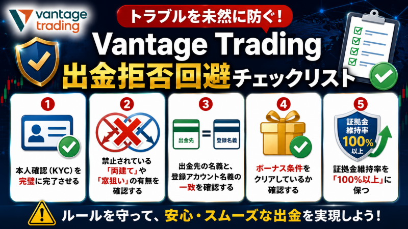 トラブルを未然に防ぐ!Vantage Trading出金拒否回避チェックリスト