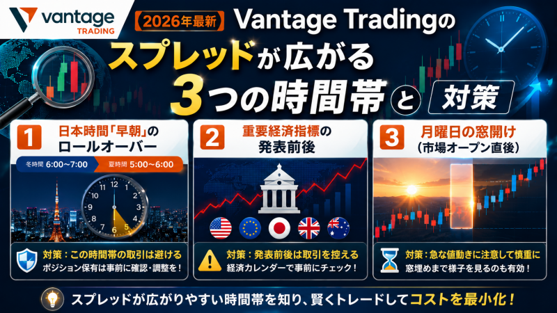 Vantage Tradingのスプレッドが広がる「3つの時間帯」と対策