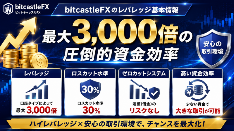 bitcastleFXのレバレッジ基本情報：最大3,000倍の圧倒的資金効率