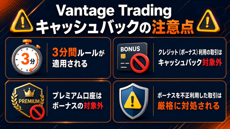 Vantage Trading キャッシュバックの注意点